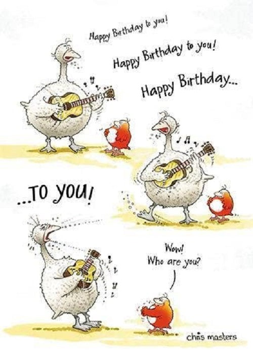 Funny Goose Springsteen birthday greeting card by GBCC featuring humorous goose illustration for birthday celebrations.