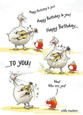 Humorous Goose Springsteen birthday greeting card from GBCC featuring a funny illustration for birthday celebrations.