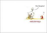 Funny Goose Springsteen birthday greeting card by GBCC featuring humorous artwork perfect for birthday celebrations.