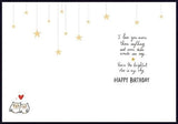 Romantic greeting card featuring owls on the moon with "Husband Birthday - the Man I Love" message, by GBCC.