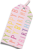Glick pack of 4 pink Happy Birthday gift tags for gift packaging and accessories, featuring cheerful birthday designs.