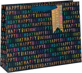 Glick navy blue Happy Birthday large landscape gift bag with colorful birthday design and sturdy handles for gift packaging