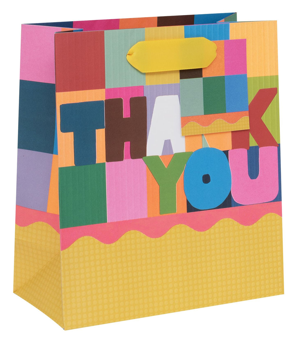 Glick Thank You medium gift bag with checkered design, ideal for packaging gifts and expressing gratitude.