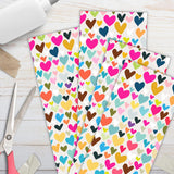 Glick gift packaging tissue paper with four sheets of 750mm by 500mm hearts design, ideal for wrapping and gift presentation.