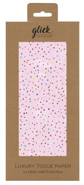 Glick four sheets of pale pink star-patterned tissue paper for gift packaging, featuring soft pink background and star design