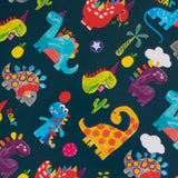 Glick Wrap 2M Ps Jnrs Dinoroar gift wrapping paper with colorful dinosaur patterns, suitable for gift packaging.