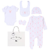 White and pink bear and bunny 5-piece set from M N House Wholesale, featuring soft plush toys for children.