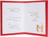 Hallmark anniversary greeting card with embossed "Here's to Us" message, featuring elegant design for special celebrations.