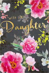 Hallmark floral birthday card for daughter featuring classic floral design with birthday message and colorful flower illustrations.