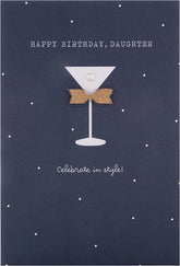 Hallmark birthday card with colorful cocktail glass design and "Happy Birthday Daughter" message for celebrating special occasions.