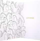 Hallmark contemporary zebra birthday card featuring a stylish zebra design on the front, perfect for celebrating birthdays.