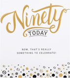 Hallmark embossed 90th birthday greeting card with elegant text design, featuring a festive celebratory appearance.