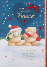 Hallmark boxed Christmas greeting card for fiancé featuring a winter love design with "Forever Friends" theme and festive winter imagery.
