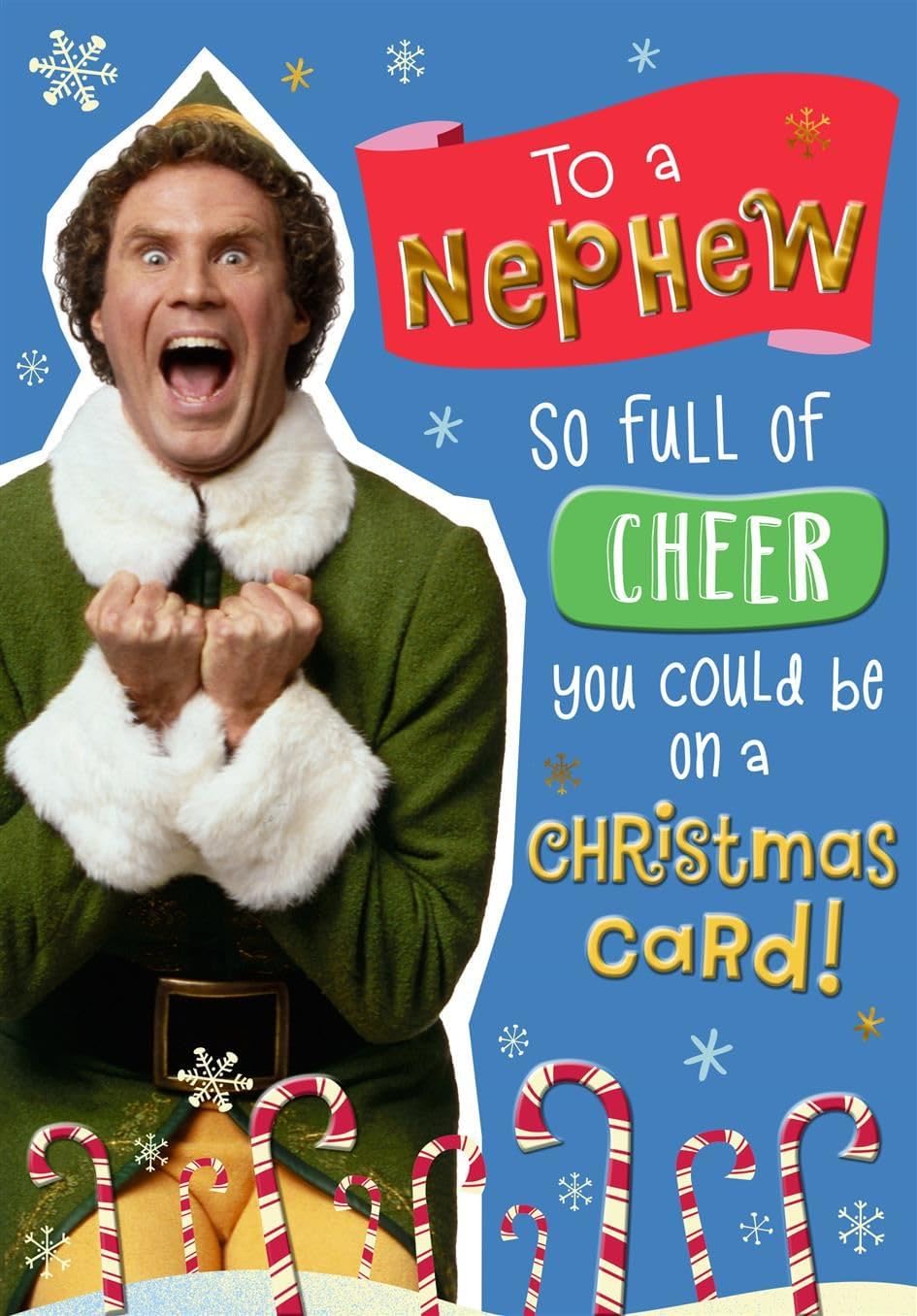 Open Hallmark Christmas greeting card for nephew featuring festive design and heartfelt message, ideal for holiday wishes.