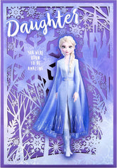Hallmark Christmas greeting card featuring Disney Frozen 2 design with heartfelt wishes for daughter.