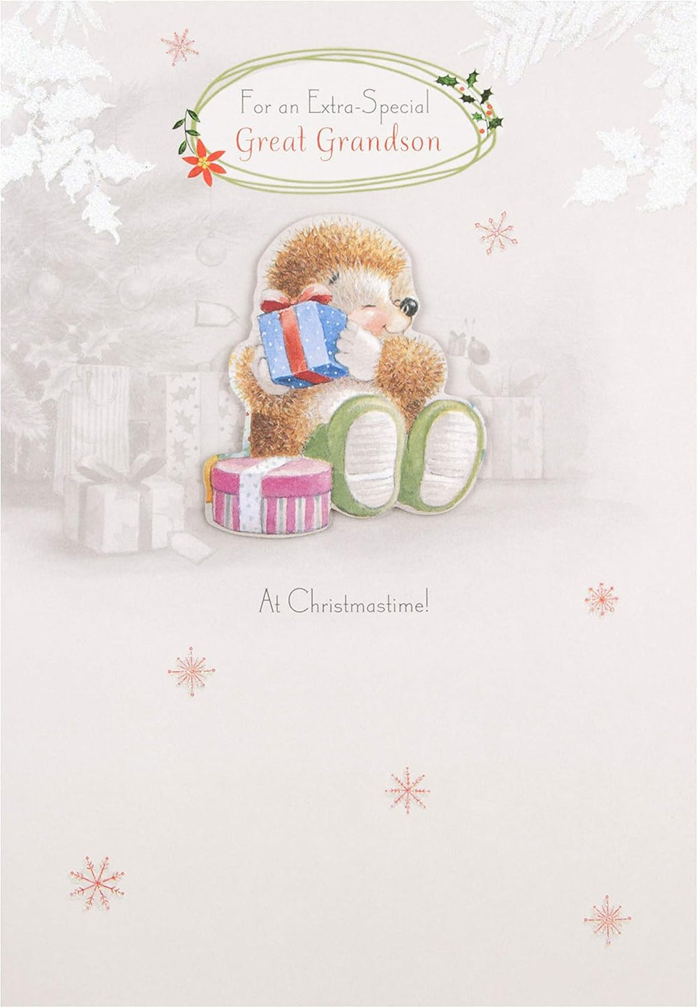 Hallmark Great Grandson Christmas greeting card with a cute festive design and heartfelt holiday wishes.