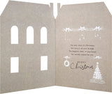 Hallmark House to House Happiest Times Christmas Card featuring festive holiday illustrations and greeting message inside