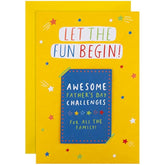 Hallmark Father's Day card featuring a contemporary multicoloured design with keepsake games illustration, perfect for celebrating dads.