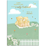 Hallmark Forever Friends Father's Day card featuring a heartfelt message for husbands, with colorful design and cheerful imagery.