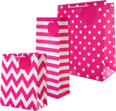 Hallmark contemporary pink designs gift bag bundle with medium and large gift bags, perfect for bottles and gifts.