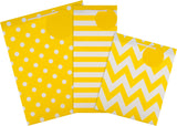 Hallmark multi-occasion gift bag and bottle bag bundle with three yellow and white gift bags in large, medium, and bottle sizes.