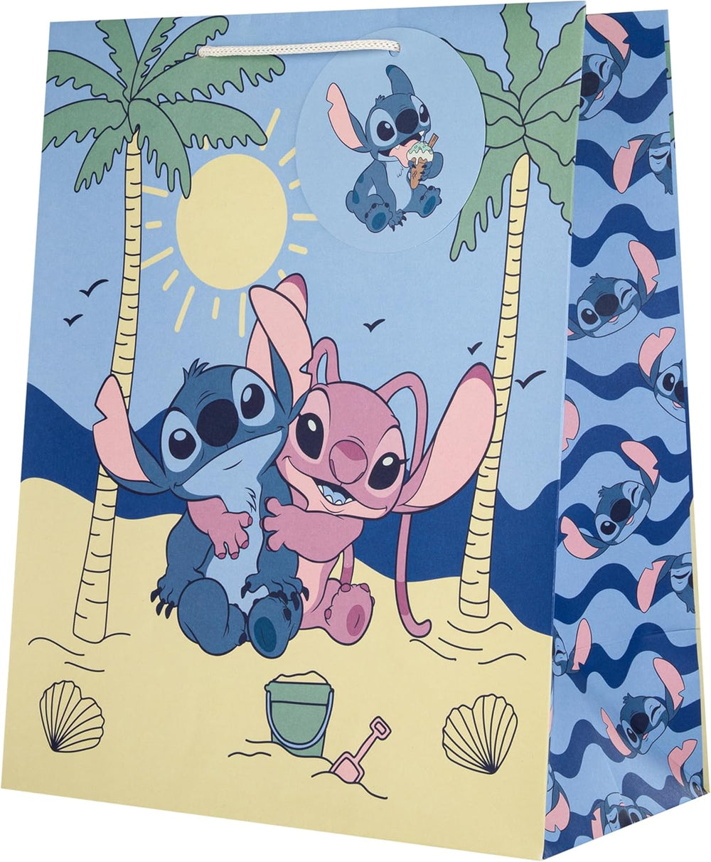 Large Hallmark Disney Lilo & Stitch gift bag featuring colorful character design for gift packaging.