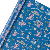Hallmark Disney Lilo & Stitch gift wrap roll with colorful Lilo & Stitch designs on white background for wrapping presents.