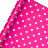 Pink polka dot gift wrap by Hallmark, 2 meters long, featuring cheerful polka dot pattern, ideal for wrapping presents.