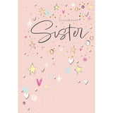 Hallmark Sister Birthday greeting card featuring a heartfelt message for a sensational sister with colorful floral design.
