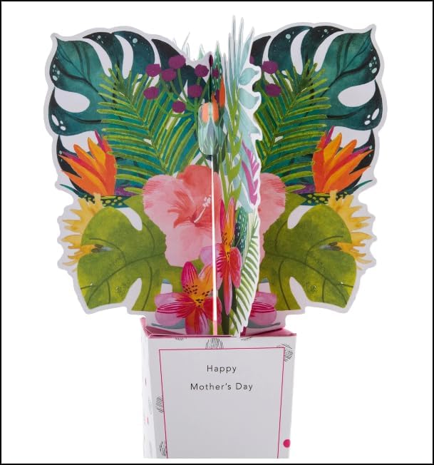 Hallmark 3D tropical flowers pop-up Mother’s Day card with vibrant, stunning floral design and intricate floral details inside