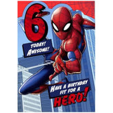 Hallmark 6th birthday open greeting card featuring colorful birthday-themed illustrations and cheerful message inside.