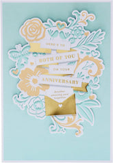 Hallmark anniversary greeting card featuring a traditional floral text design suitable for celebrating a special occasion.