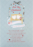 Hallmark anniversary greeting card for husband with classic illustrated design and heartfelt verse, perfect for celebrating love.