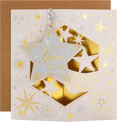 Hallmark birthday greeting card with 3D design and hanging star attachment, colorful and festive for celebrating special moments.