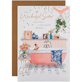 Hallmark Sister birthday card featuring classic Lucy Cromwell illustrated design with floral and cheerful greeting elements