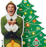 Hallmark Buddy the Elf musical light-up 3D pop-up Christmas greeting card featuring festive holiday design and cheerful elf illustration.