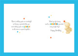 Hallmark cute teddy bear birthday card for grandad featuring trophy and star design, with colorful illustrations and cheerful message