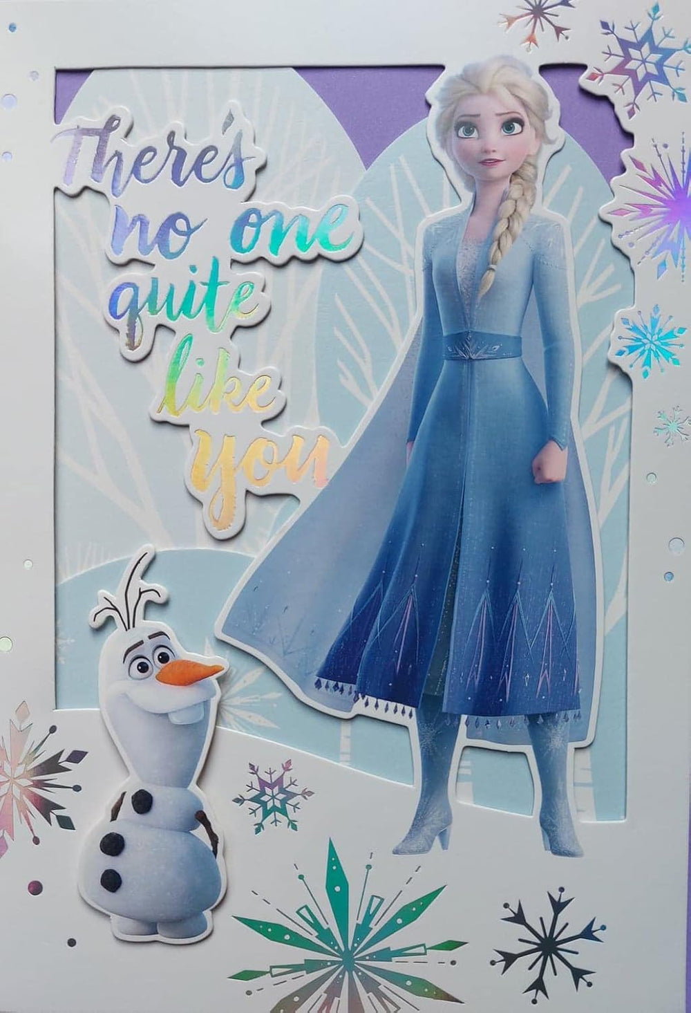 Hallmark Disney Frozen 2 greeting card featuring Elsa and Anna with heartfelt message, suitable for special occasions.