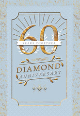 Hallmark Elegant 60th Diamond Anniversary greeting card with gold accents and floral design, celebrating 60 years together.