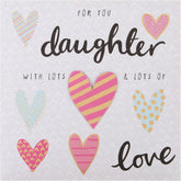 Hallmark For You Daughter greeting card with colorful floral and love-themed illustrations, perfect for expressing affection and appreciation.