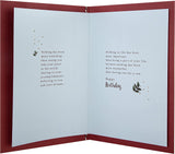Large Hallmark birthday greeting card for son with traditional verse design and multicolored artwork.