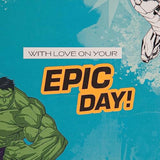 Hallmark Marvel superheroes grandson birthday card featuring colorful Marvel characters and vibrant superhero-themed design.
