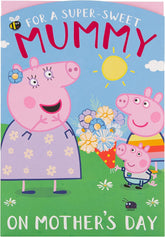 Hallmark Peppa Pig Super Sweet Mummy Mother’s Day card with colorful cartoon Peppa Pig and playful design for a fun greeting