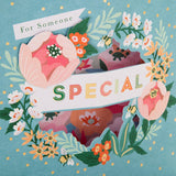Hallmark Someone Special die cut floral greeting card with colorful floral design and elegant message for special occasions.