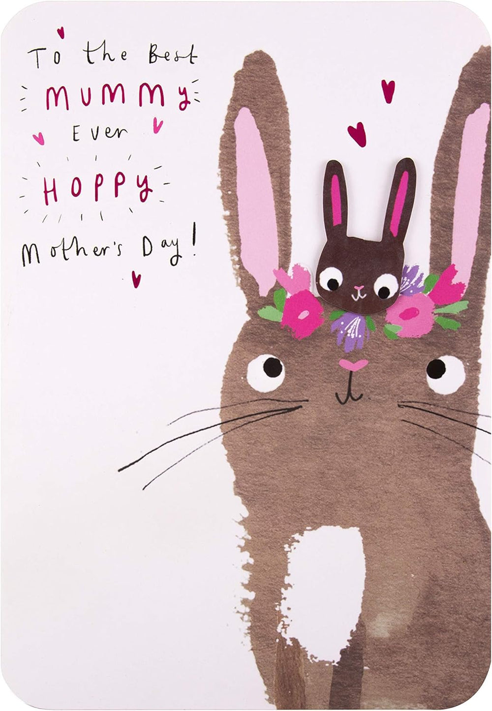 Hallmark "To the Best Mummy Ever" Hoppy Mother’s Day card featuring a cute bunny design, perfect for celebrating moms.
