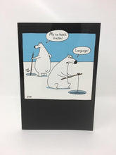 Hallmark Happy Birthday greeting card featuring adorable polar bears and playful "My Ice Holes Frozen" theme.