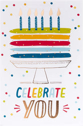 Hallmark Celebrate You birthday card with colorful cake design and digital video greeting feature, ideal for special celebrations.