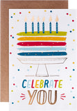 Hallmark Celebrate You birthday card with colorful cake design and digital video greetings for special occasions.