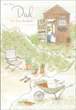 Hallmark Dad birthday greeting card titled "Wonderful" featuring family-themed illustrations for celebrating dad's birthday