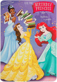 Hallmark Disney Princess birthday card featuring a memory game with colorful princess images and festive design for special occasions.